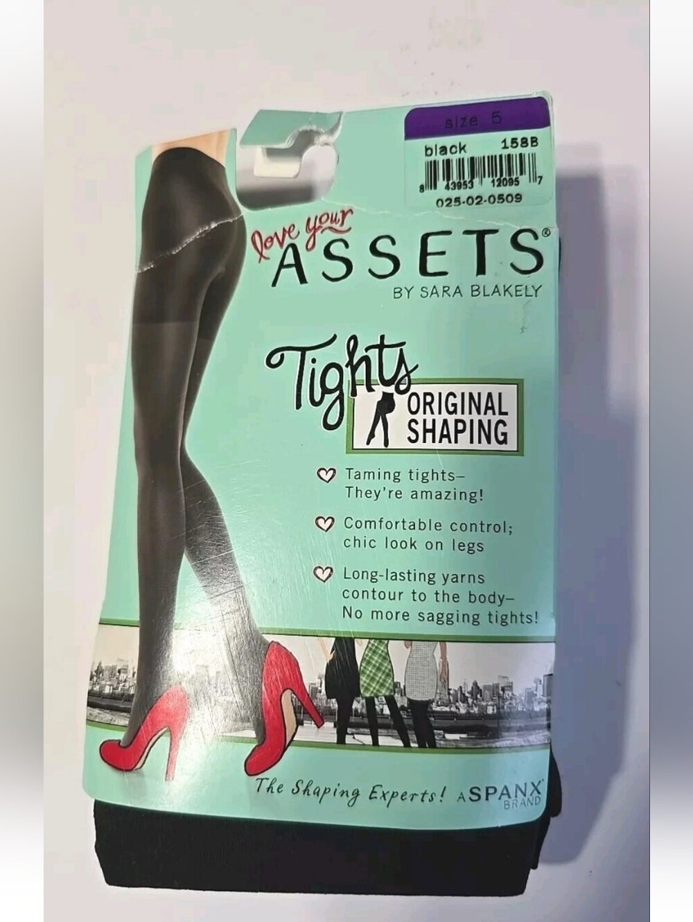 ASSETS by Sara Blakely Black Tights with Red Accent Illustration Size 5